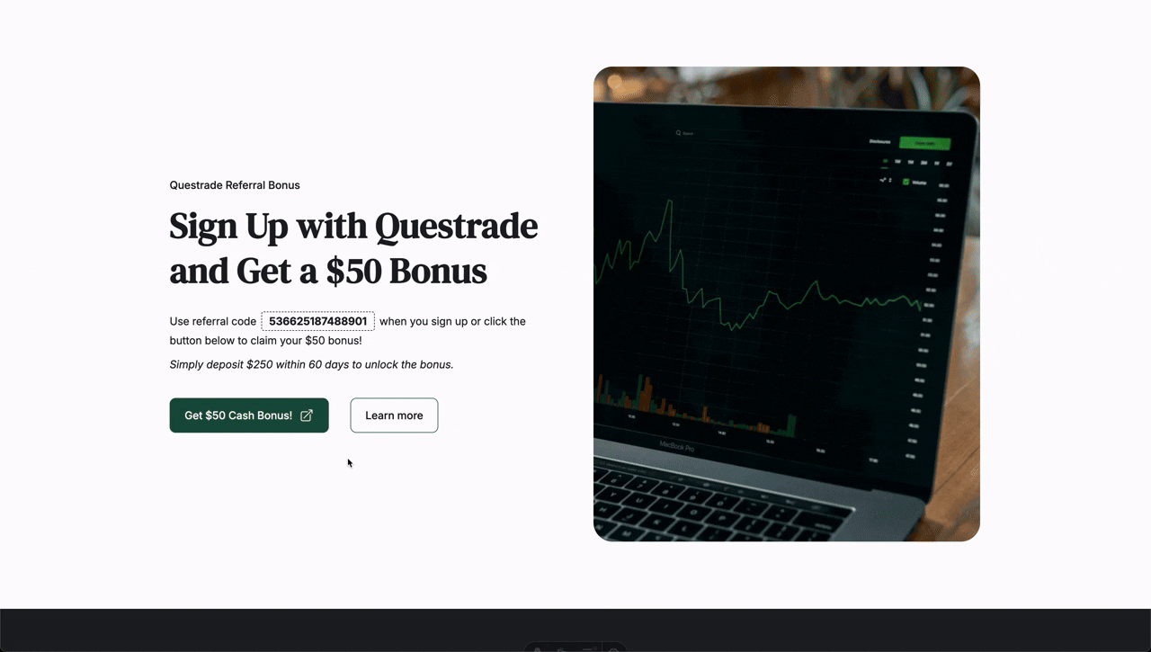 Thumbnail for step by step guide on how to enter Questrade referral code.